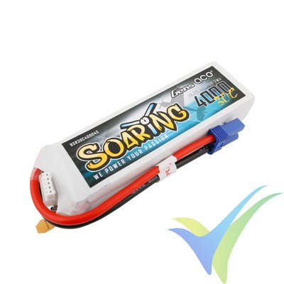 Gens ace Soaring LiPo battery 4000mAh (59.2Wh) 4S1P 30C 376g, EC5