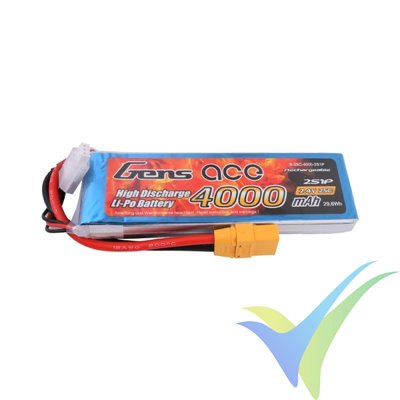 Gens ace LiPo battery 4000mAh (29.6Wh) 2S1P 25C 230g XT90