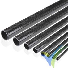 Carbon round tube, wound, 3k-PW (Ø 18 / 14) x 1000 mm Wound carbon tube, length 1000 mm, approx weight: 155 g