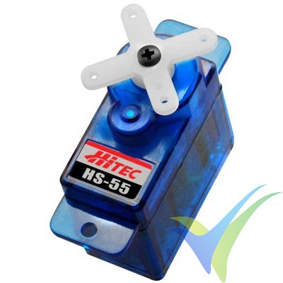 Servo analógico Hitec HS-55, 8g, 1.3Kg.cm, 0.14s/60º, 4.8V-6V