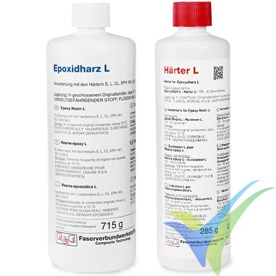 Epoxy Resin L + Hardener L (40 min) kit/ 1 kg (= 715 g resin + 285 g hardener)