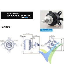 Dualsky GA800.7 brushless motor, 160g, 800W, 850Kv