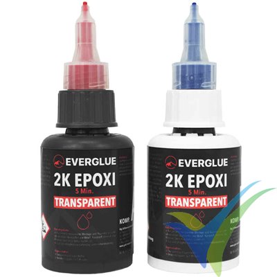 Adhesivo epoxi 5 min Everglue, 100g, bote tipo fuelle anti goteo