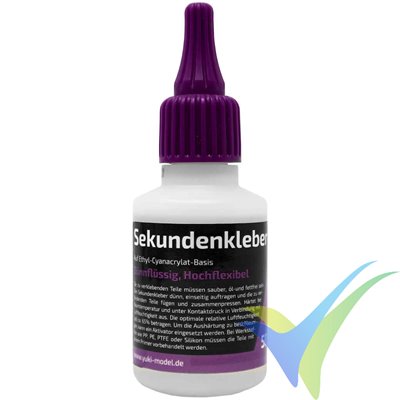 Adhesivo cianoacrilato (CA) Yuki Model baja viscosidad y alta flexibilidad, 50g