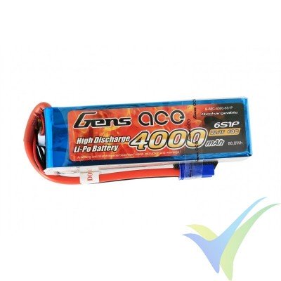 Batería LiPo Gens ace 4000mAh (88.8Wh) 6S1P 60C 671g EC5