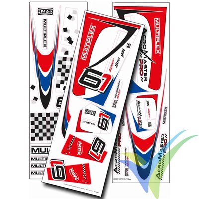 Multiplex AcroMaster Pro decal sheet red/blue