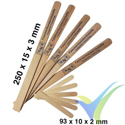 Wooden mixing spatula, R&G, (250 x 15 x 3mm)