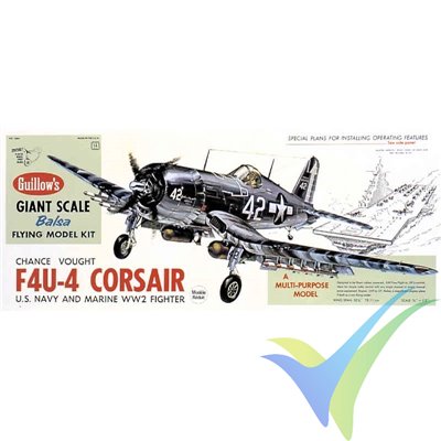 Guillows Chance Vought F4U-4 Corsair, rubber motor building kit 1004, 781mm