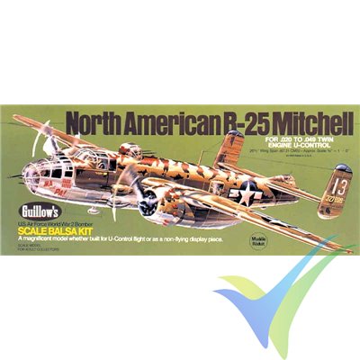 Guillows North American B-25 Mitchell, rubber motor building kit 805, 673mm