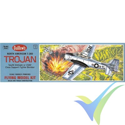 Guillows North American T-28D Trojan, rubber motor building kit 901, 406mm