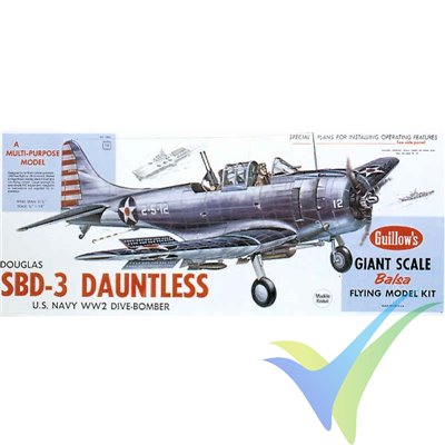Kit construcción avión gomas Guillows 1003, Douglas DBD-3 Dauntless, 794mm