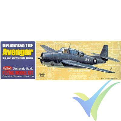 Guillows Grumman TBF Avenger, rubber motor building kit 509, 419mm