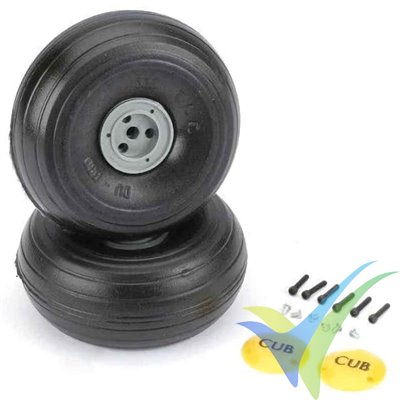 Light grooved wheel 143mm for J3 Cub, DU-BRO 558TLC 1/3 scale, 4.7mm axle, 252g, 2pcs