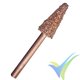 Perma-Grit RF-1C rotary file 8mm narrow cone coarse grain, 3.17mm arbor for Dremel and the like