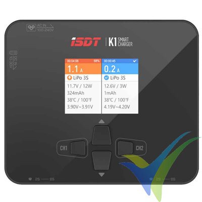 Cargador iSDT K1, AC 100W / DC 250W x2, 1S-6S, 10A