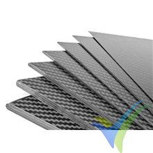Placa de fibra de carbono y epoxi 2mm, 400x250mm, 1ud