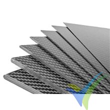 Placa de fibra de carbono y epoxi 1mm, 400x250mm, 1ud