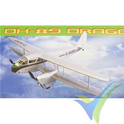 Kit construcción avión biplano Dumas Aircraft 1815, de Havilland DH-89 Dragon Rapide, 1067mm