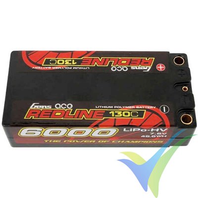 Gens ace Redline Shorty HV LiPo Battery 6000mAh (45.6Wh) 2S1P 130C 220g 5mm