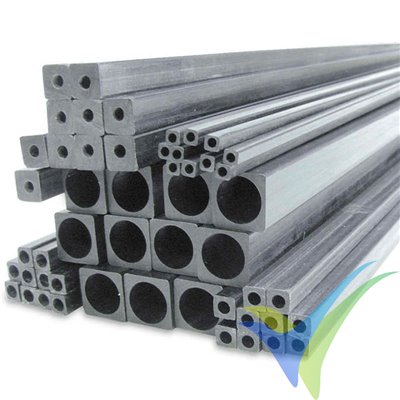 Square carbon tube with inner round, 5x5mm, Ø4mm, 1m