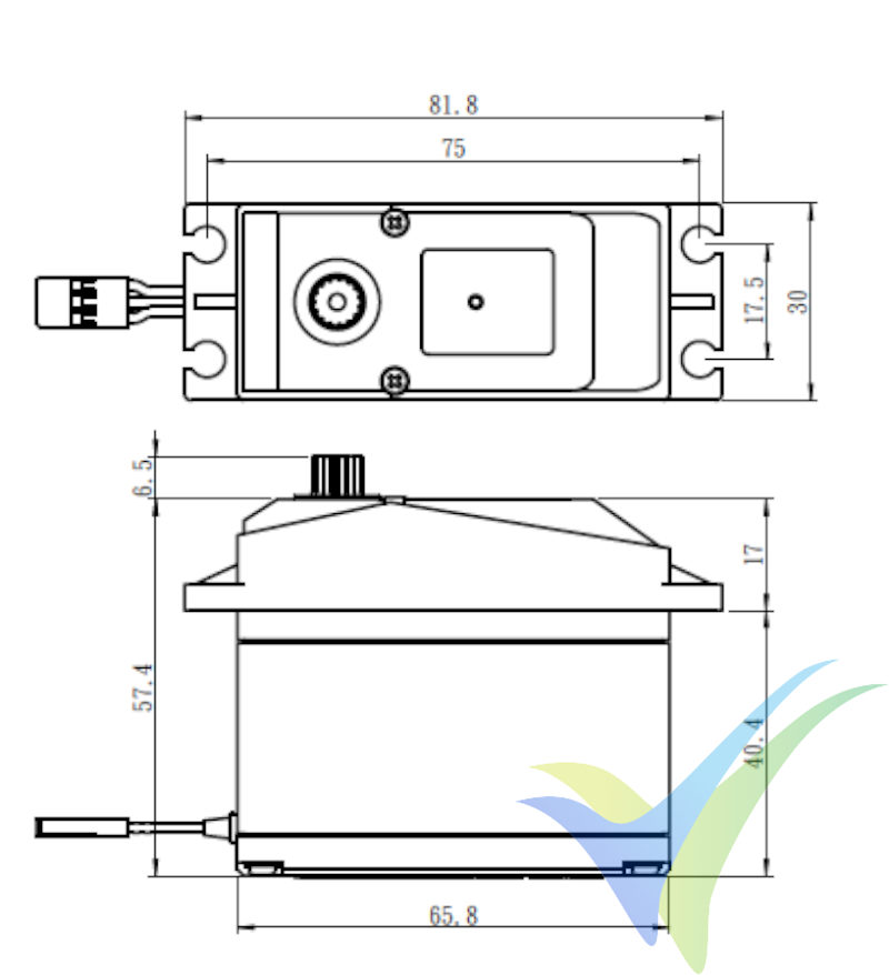 Dimensiones del servo Savox SW-0241MG