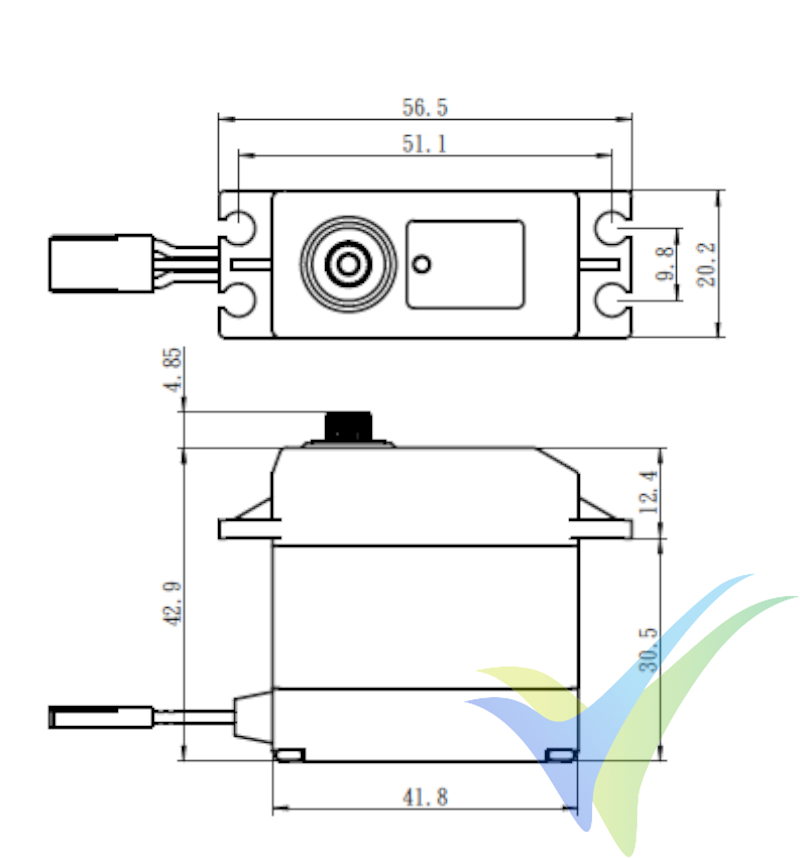 Dimensiones del servo Savox SW-0231MG