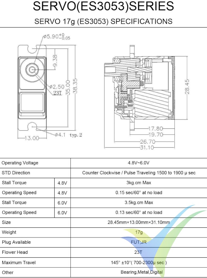 ES3053 EMAX servo specifications