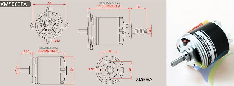 Dimensiones del motor Dualsky XM5060EA-9