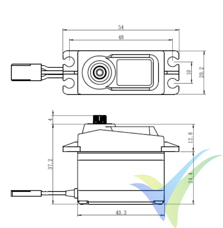 Dimensiones del servo Savox SC-1256TG