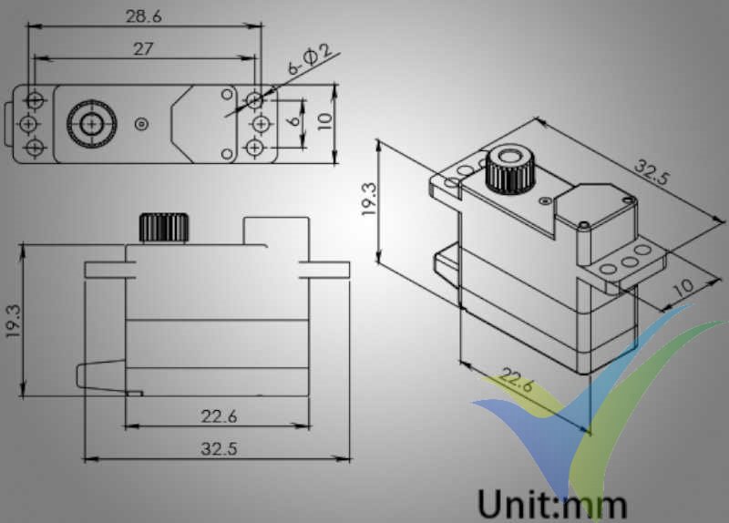 Blue Bird BMS-107HV servo dimensions